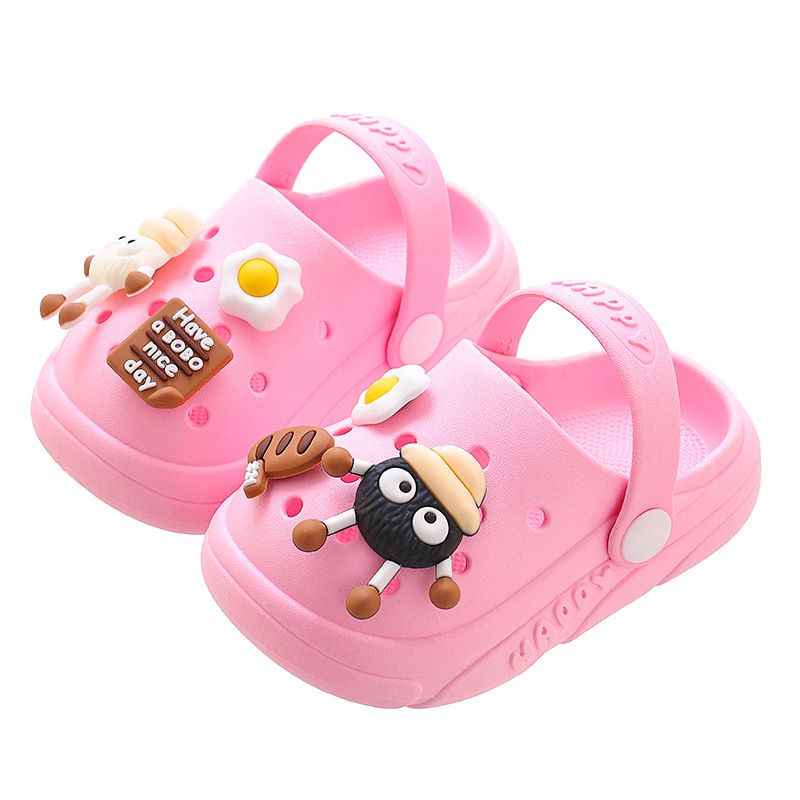 Zapatillas para niños verano interior antideslizante suave Fondo bebé niños agujero zapatos cerrado dedo del pie bebé niñas lindas zapatillas