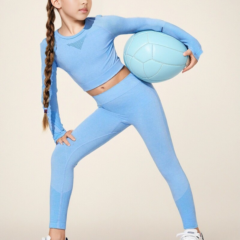 Children's Yoga Clothing Set, Girls' High-Waisted Tight-Fitting Yoga Training Pants and Vest with Chest Pads Children's Yoga Clothing Set, Girls' High-Waisted Tight-Fitting Yoga Training Pants and Vest with Chest Pads