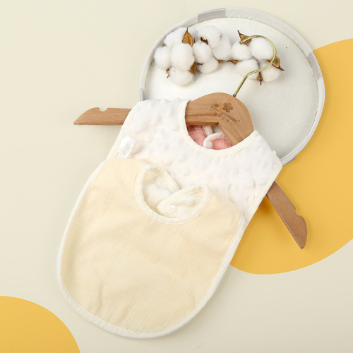 Baby bibs pure cotton bean velvet male baby saliva towel pure cotton waterproof autumn and winter thickened newborn bib U-shaped