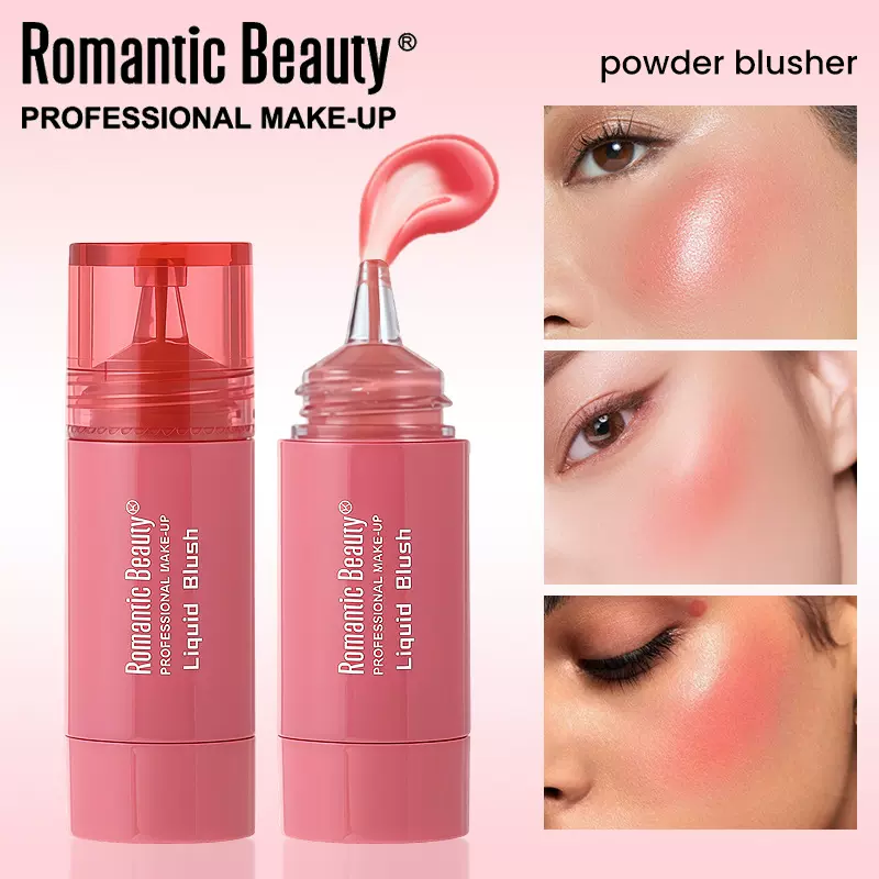 跨境液体腮红哑光粉色胭脂多功能彩妆持久易上色美妆按压化妆品女