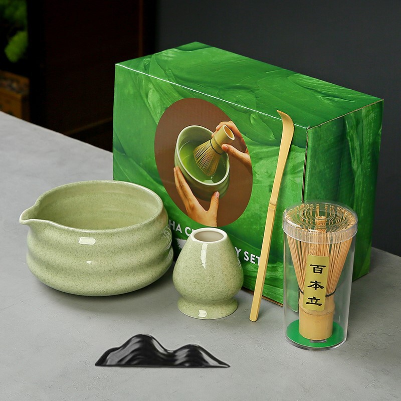 国境を越えた抹茶ツールセット 竹茶筅 ティートレイ ティースプーン ティーピック 百本立 陶器抹茶ボウル 和風|undefined