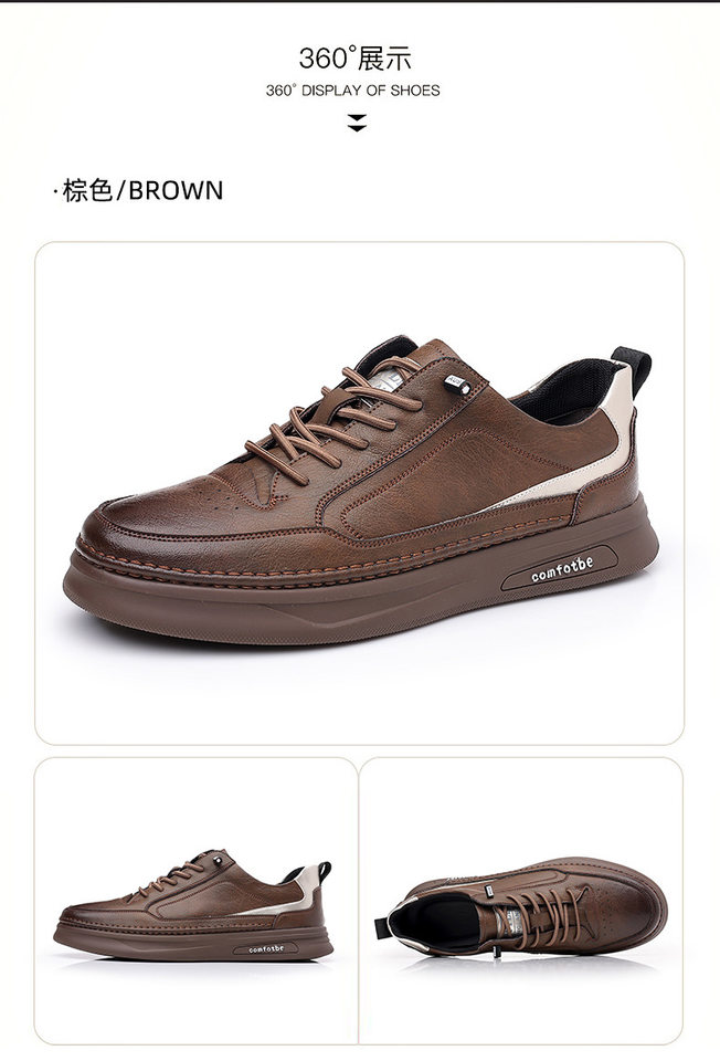 Giày sneaker nam da bò thật đế dày, giày thể thao đa năng phối đồ hợp xu hướng — PZ6018 màu trắng, PZ6018 màu đen chi tiết 25