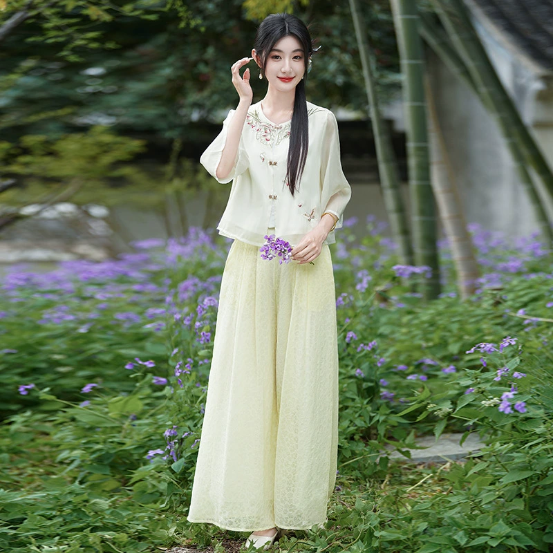 Новый китайский стиль ретро вышитый китайский стиль летом 2025 года