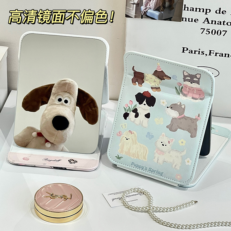 Espejo de maquillaje de escritorio grande, espejo plegable, pequeño espejo portátil para niños, dormitorio de estudiantes, espejo de papel, espejo de vestir, espejo de vestir