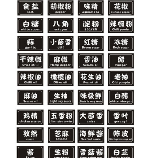 酱油瓶调料贴纸食盐味精瓶厨房防油身贴标签醋调味罐自粘分类
