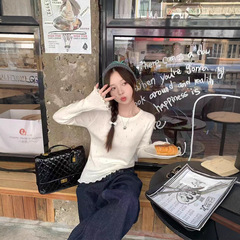 纯欲天没发木耳边针织衫打底衫女秋冬高级感内搭设计感针织上衣女
