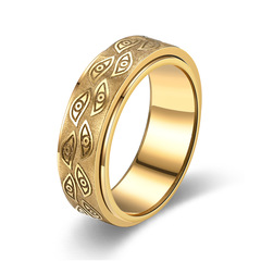 2023 European and American fashion niche decompression corrosion devil's eye movable eye couple ring source manufacturer