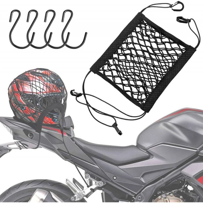 Motorcycle battery car modified luggage net helmet sundries net pocket strap elastic elastic net pocket helmet net (Kempinq və səyahət)
