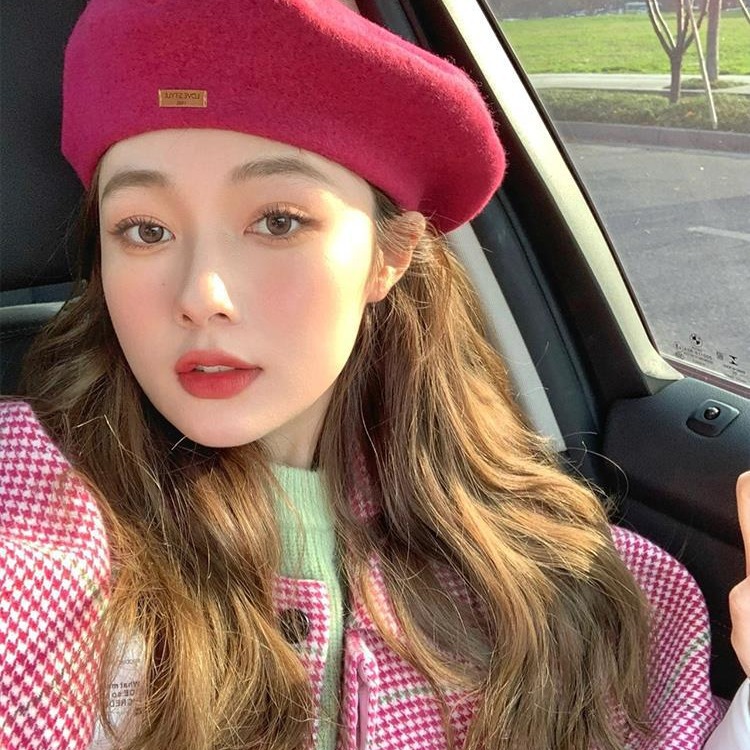 石原里美同款羊毛貝雷帽女英倫復古秋冬韓版日系百搭畫家蓓蕾帽子