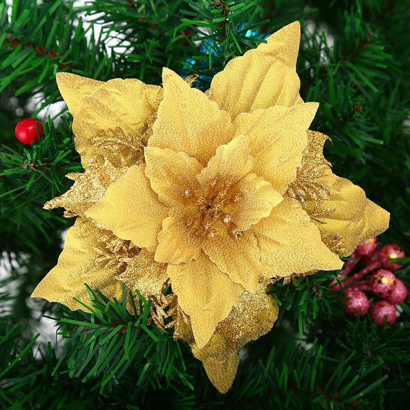 Gran ángulo agudo de Navidad más flores alrededor del árbol de Navidad coincidencias al por mayor 18cm de plástico tridimensional decoración de Navidad flores simuladas image 3