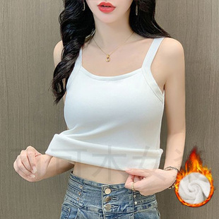 Thermal Vest Women's fleece-lined Thickened Underwear One-piece Velvet Cold-proof Base Top Explosive All-match Sling Inner Winter