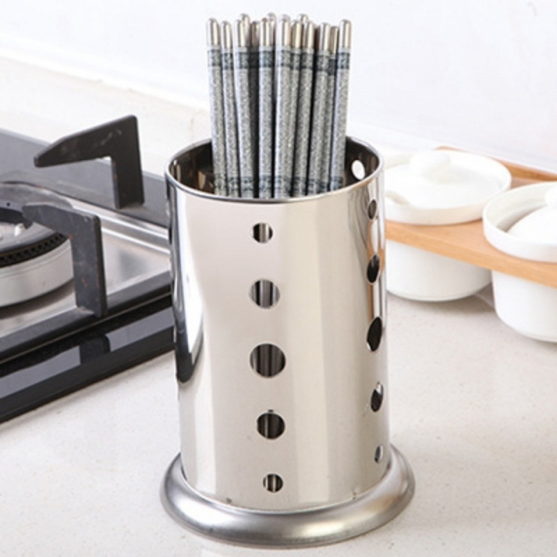 palillos de acero inoxidable barril circular palillos jaula cajas de almacenamiento de alimentos drenaje comercial de restaurantes cesta palillos envío gratuito transfronterizo