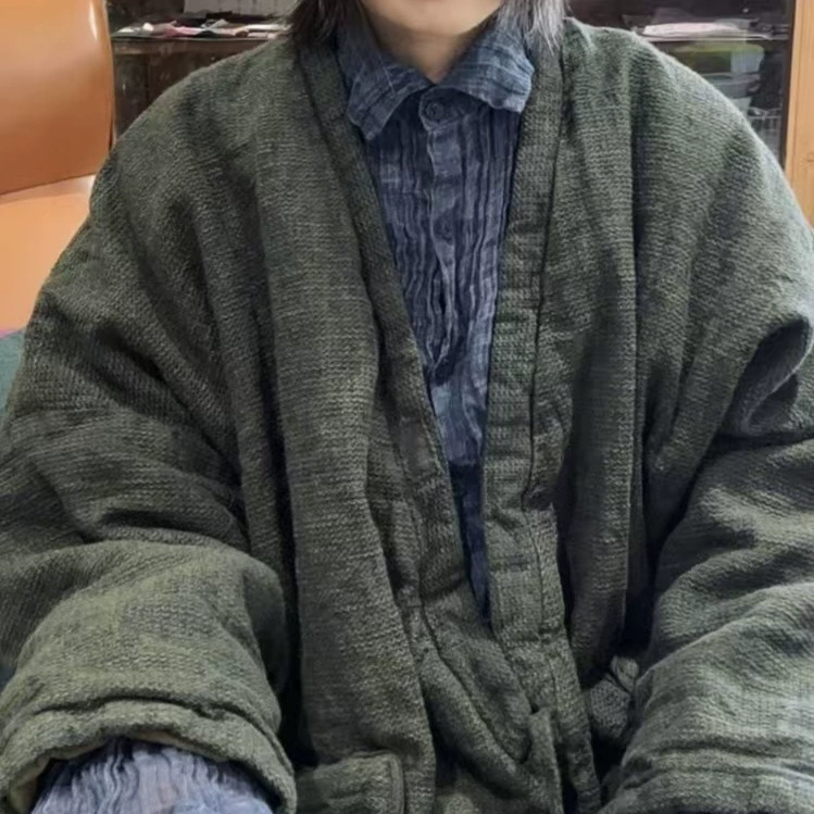 24/12 SN118 литературный ретро дикий цвет трикотажный льняный кардиган куртка