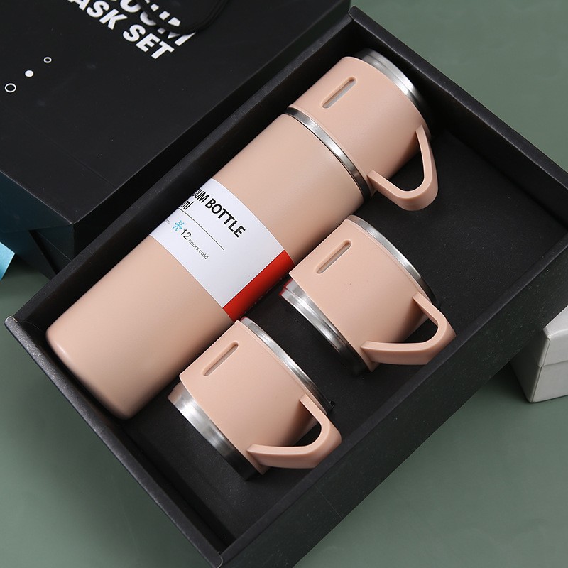 Juego de tazas de vacío de acero inoxidable 304 transfronterizo, una taza, tres cubiertas, doble capa, taza portátil de negocios, juego de tazas de regalo de oficina