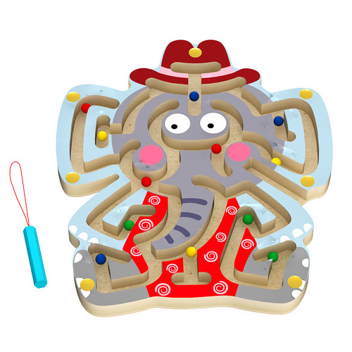 Pen animal maze moving ball game wooden children's magnetic pen moving maze puzzle wooden toy magnetic puzzle