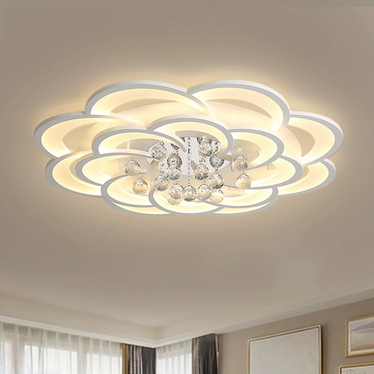 Lámpara de cristal de sala de estar moderna y sencilla atmósfera lujosa lámpara de luz 2024 nueva luz de techo de dormitorio redonda