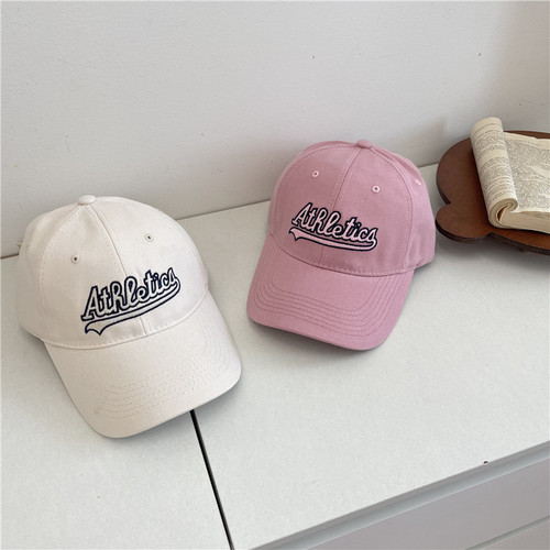 American retro letter embroidery soft top baseball hat for women, spring and summer casual versatile couple, face-showing small duck cap for men