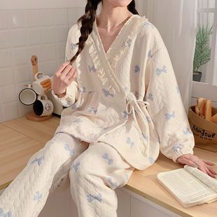 2024 autumn and winter pregnant women pajamas suit interlayer air cotton home clothing suit pregnant women nursing pajamas female pregnancy
