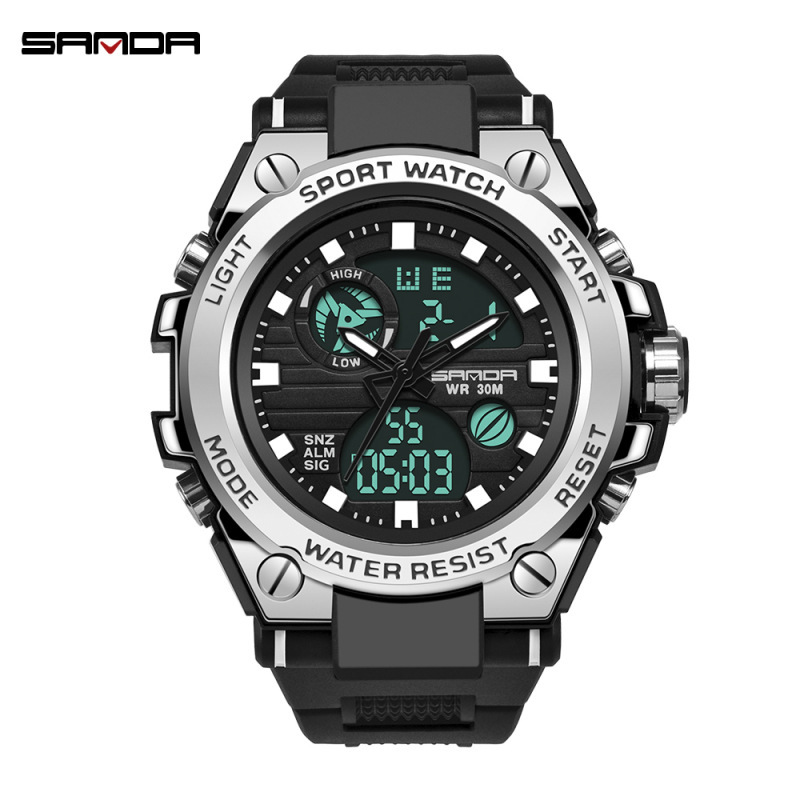 SANDA 739 reloj de hombre de moda versión inglesa estudiante tendencia de moda multifuncional digital impermeable reloj electrónico
