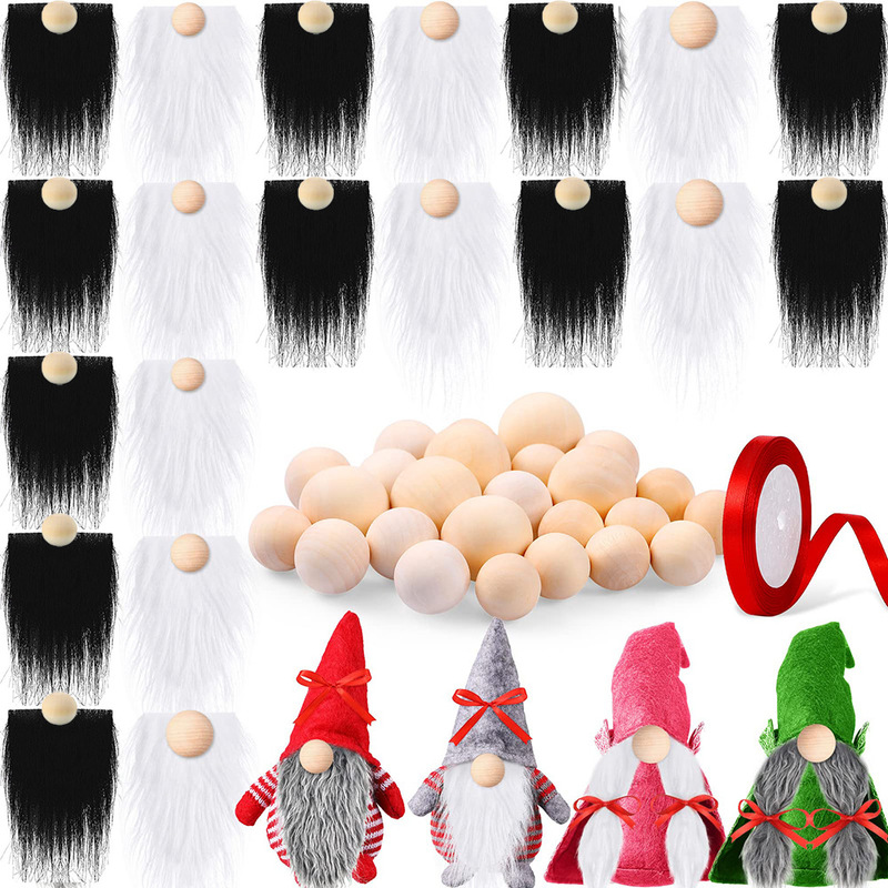 12-Piece New Year Ribbon Gnome Doll Beard Round Wooden Ball Set Holiday Decoration Bow Accessories Cross-Border 12-Piece New Year Ribbon Gnome Doll Beard Round Wooden Ball Set Holiday Decoration Bow Accessories Cross-Border