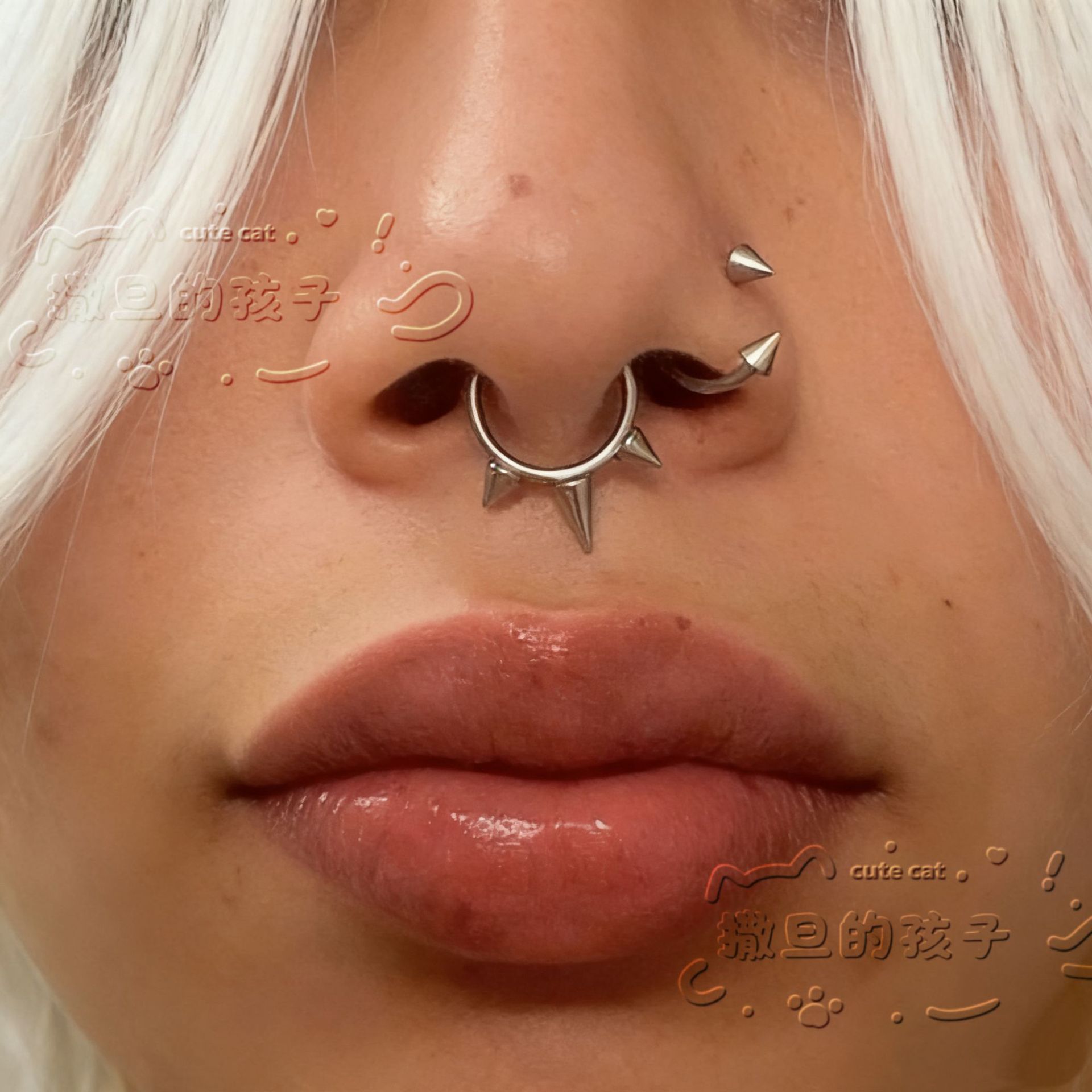 Labret stud lip piercing jewelry styling detail