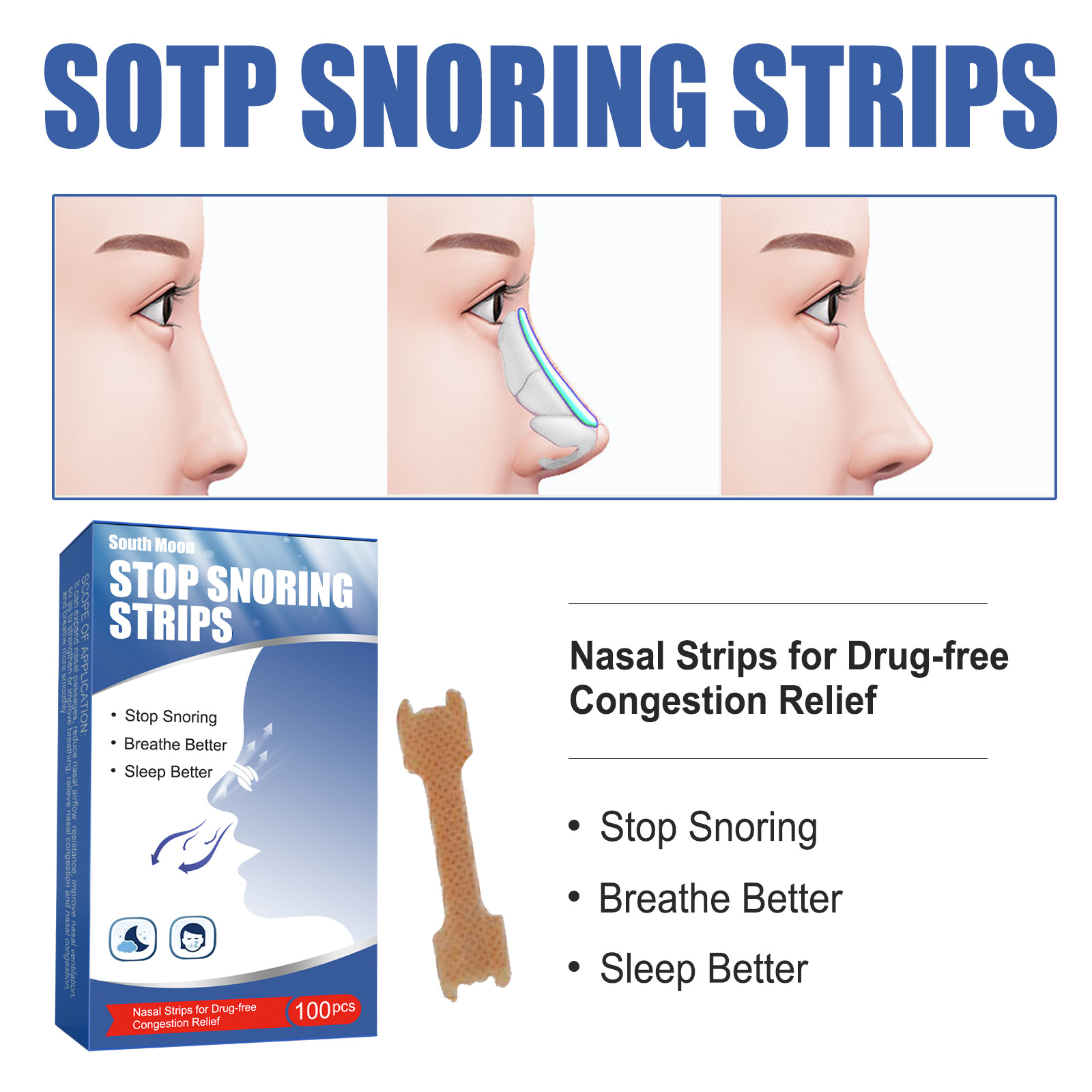 South Moon ventilation nasal patch corrects mouth breathing, prevents snoring, prevents snoring, physical expansion nasal patch prevents snoring_voghion.com