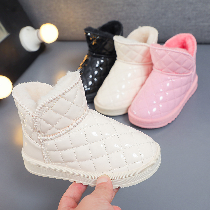 Children's Winter 2023 New Fashion Casual Fleece-lined Thick Warm Comfortable Snow Boots for Boys and Girls, Middle and Large Children Trendy