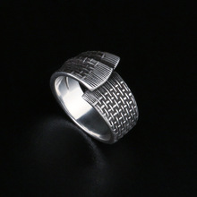 YUKI男士个性925泰银饰复古日本设计篾编织麻吉银戒指男生礼物女