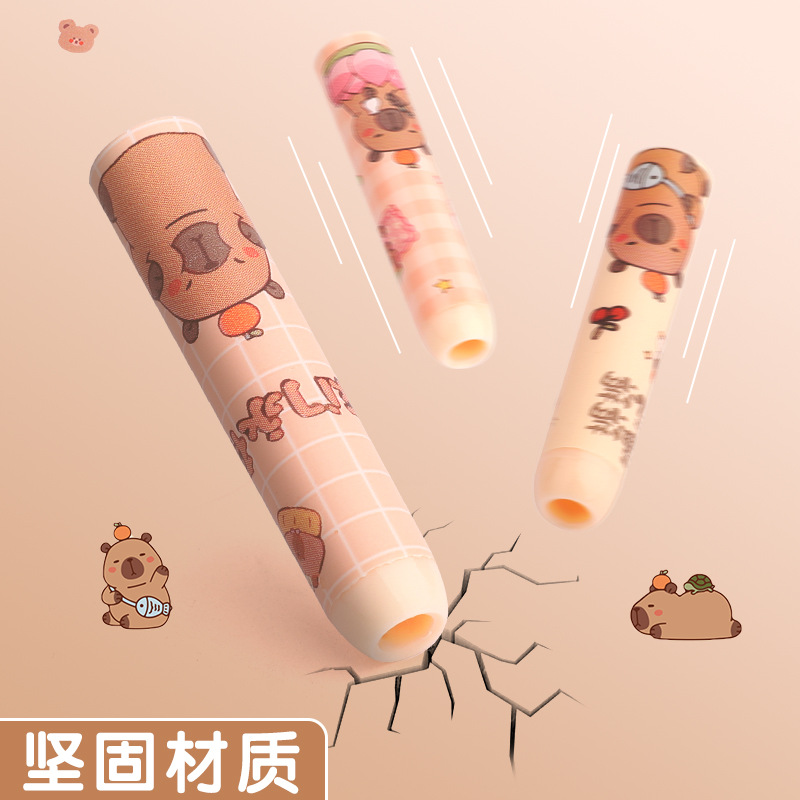 Capibara tapa de lápiz de barril cubierta de lápiz para estudiantes de primaria primer grado cubierta de cabeza de lápiz para dibujos animados de jardín de infantes