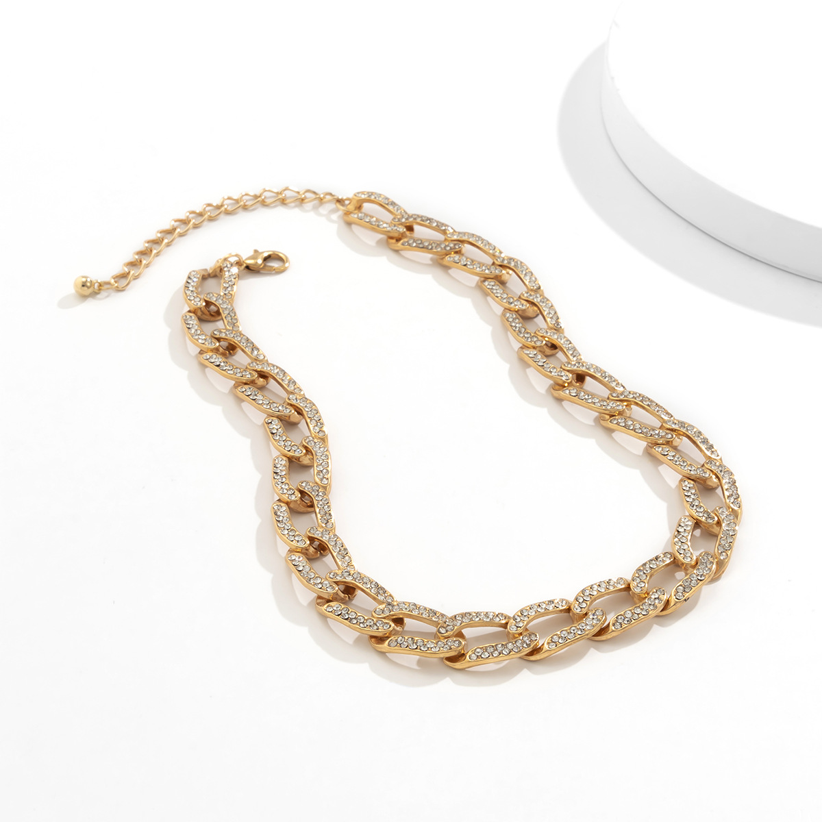 Jewelry Niche Micro Inlaid Diamond Cuban Versatile Collarbone Neck Chain Minimalist Women's Punk Necklace_voghion.com