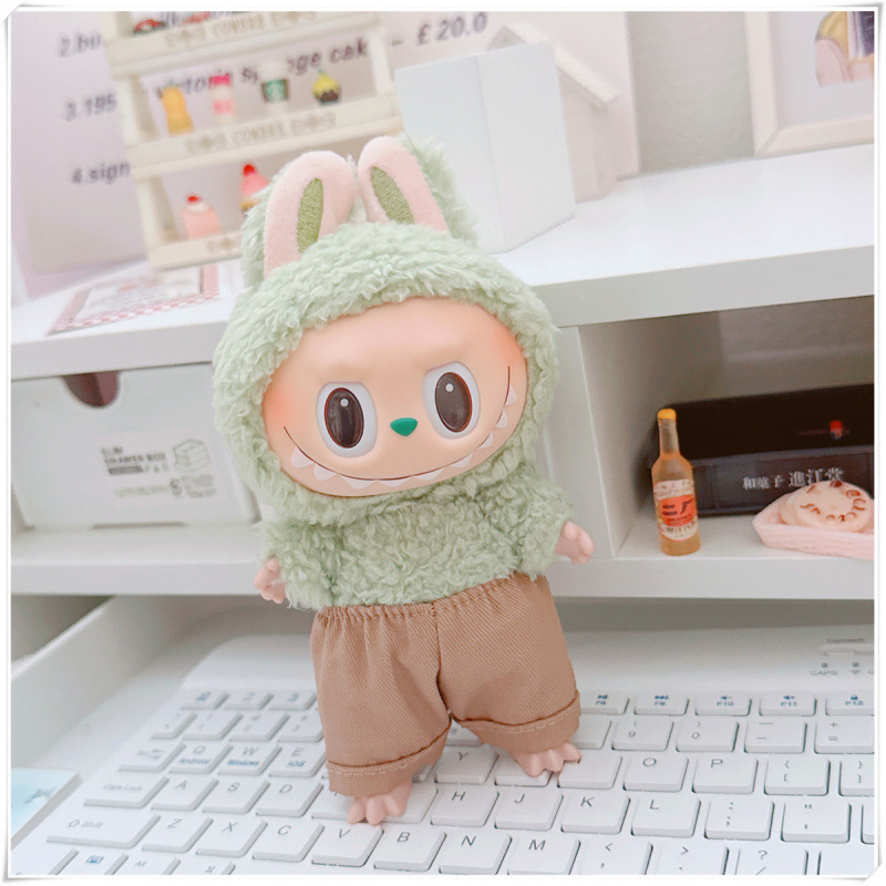 labubu ベビー服 Labubu 第一世代第二世代第三世代 10 センチメートル綿人形黒と白グレートレンディなスウェットシャツパーカーパンツ|undefined