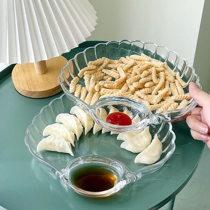 贝壳饺子盘带醋碟家用分格早餐盘创意水饺专用小吃盘高颜值寿司盘|undefined
