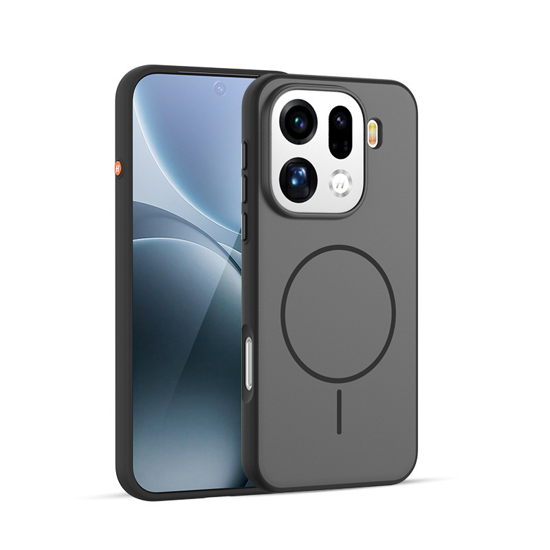 Suitable for Oppo Find X9 Phone Case with Skin-Like Texture, Contrasting Colors, Two-In-One X9 Pro Hall Magnetic Metal Button Cover