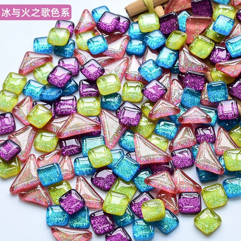 200克diy多元闪粉马赛克集合水晶自由石玻璃儿童手工材料颗粒|undefined