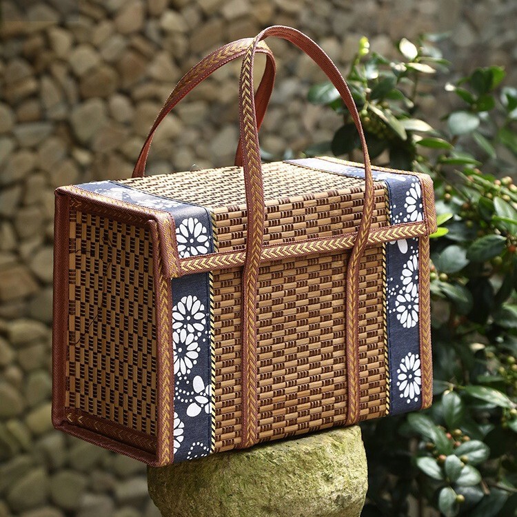 High-End Gift Box Bamboo Basket Mid-Autumn Moon Cake Crab Pastry Hairy Crab Egg Basket New Year Goods Specialty Outer Packaging High-End Gift Box Bamboo Basket Mid-Autumn Moon Cake Crab Pastry Hairy Crab Egg Basket New Year Goods Specialty Outer Packaging