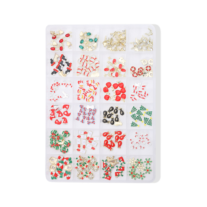 Cross-border nuevo 24 rejilla de uñas de Arte de Navidad Santa Aleación de la joyería del cráneo retro oscuro Santa Claus joyería de uñas