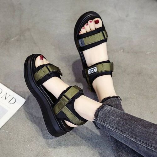 Sports Sandals Women's  Summer New Versatile Internet Celebrity Platform Thick-soled Wedge Flat-soled Student Soft-soled Beach Shoes