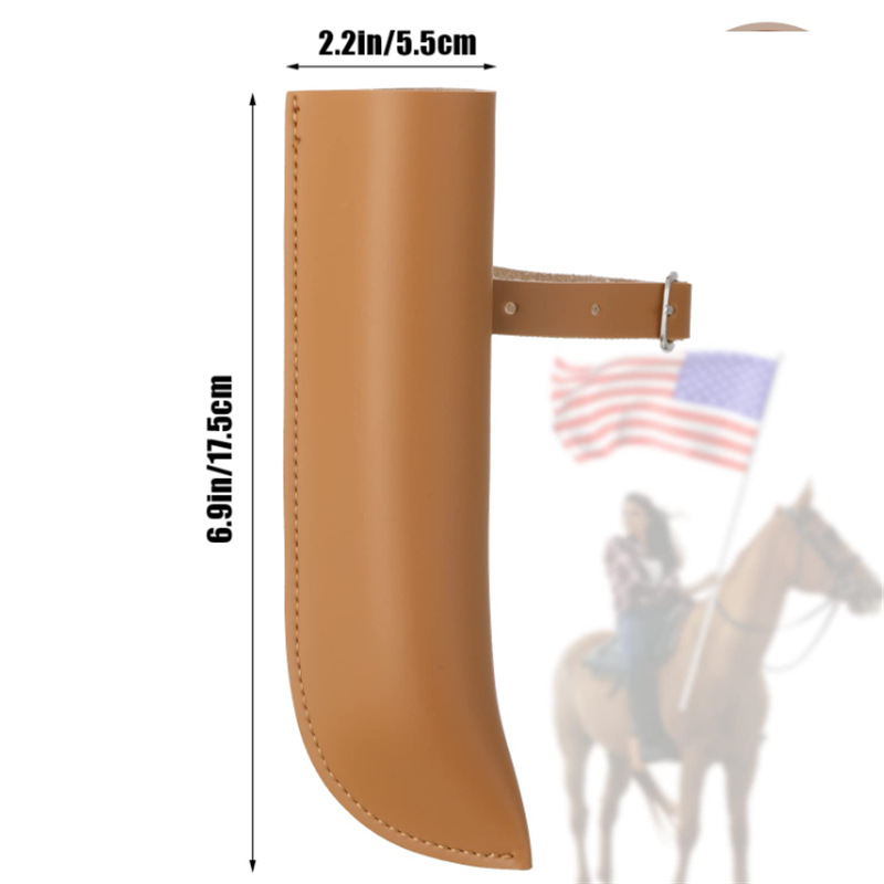 Cross-border leather equestrian flag holder storage bag, stirrup leather flag cover, PU leather saddle flag accessory bag