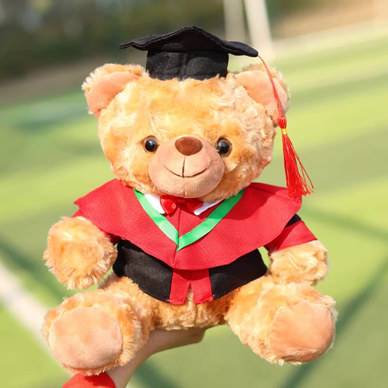 Graduation Doctor Bear Puppy se puede imprimir logotipo maestro de licenciatura Teddy Bear muñeca regalo de graduación