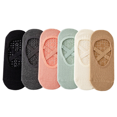 Factory Direct Sales Yoga Socks Professional Fitness Sports Cross Belt Pilates Socks Women's Anti-Slip Trampoline Floor Socks