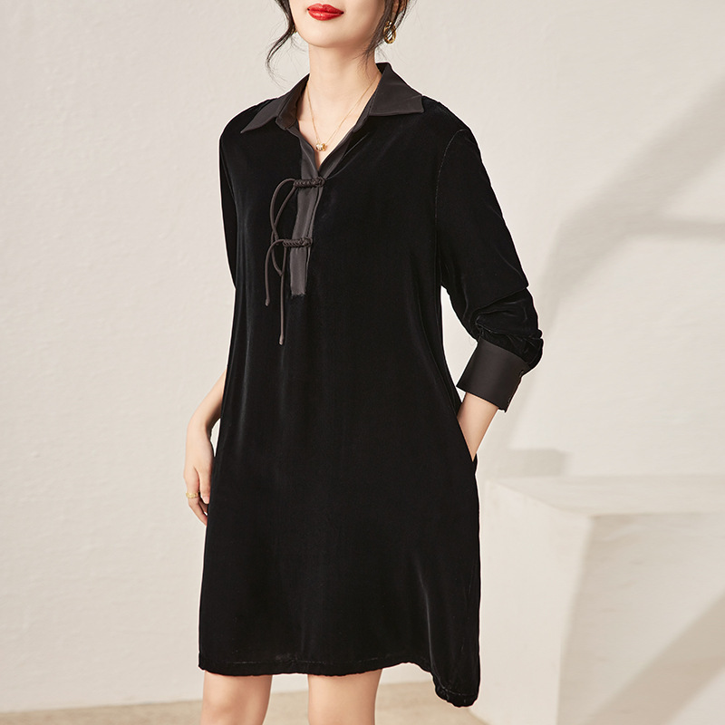 Đầm maxi nữ thắt eo chất lụa tơ tằm mùa xuân hè — 2320913 - Da đen chi tiết 4