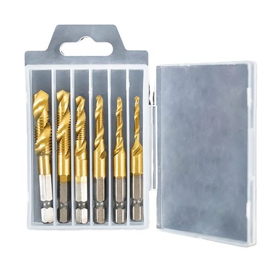 Spiral tap composite tap hexagonal bin high-speed steel work chamfering integrated tap drill machine tap M3-M10
