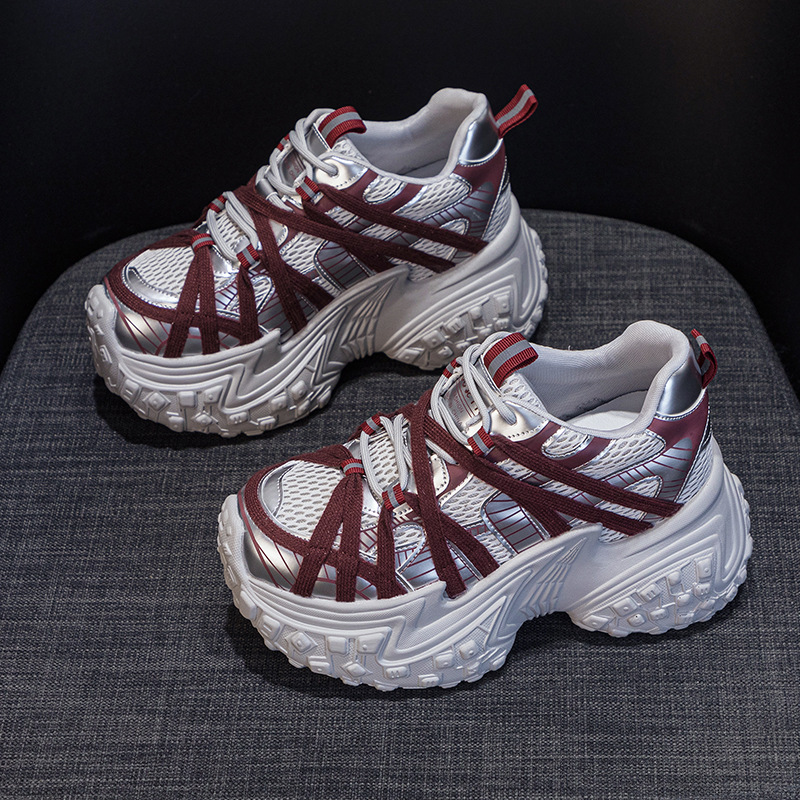 Paris Vintage Dad Sneakers For Women 2026 Spring/Autumn New Thick-Soled Tire-Style Distressed Sports Casual Trendy_vogvips.com