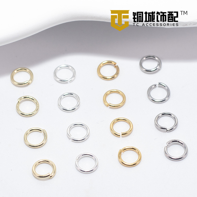 14K Gold-Plated Color-Preserving Open Rings, Copper Plated with Real Gold, Closed Rings, Bracelet Open Rings, DIY Connectors, Bead Accessories