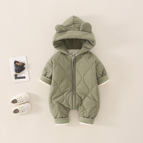 Baby Autumn and Winter Clothes Baby Onesie Warm Clothes Newborn Crawling Suit Thickened Cotton Coat Outing Coat Cotton Coat Hooded Coat 
