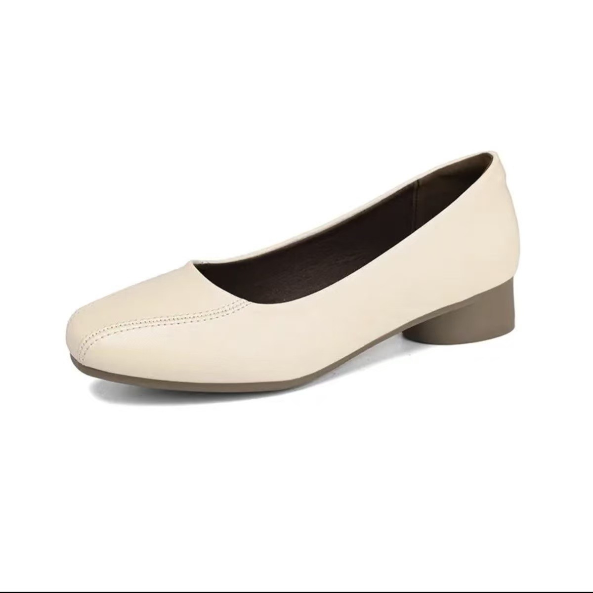 Suela suave francesa zapatos de cabeza cuadrada 2026 primavera nuevos zapatos de cuero poco profundos de cuero suave temperamento universal zapatos de cuero de pie
