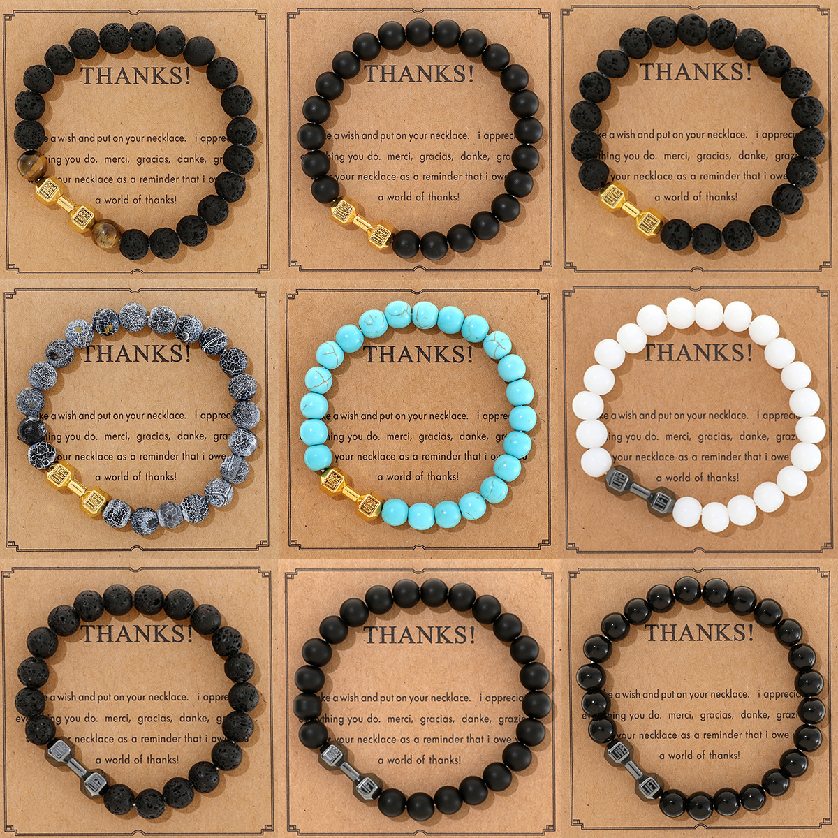 27g Weight Bracelets Classification rope Chain Material 1 Piece Quantity Outdoor, Shopping Occasion Spandex, Zinc alloy Material Dumbbell, Round Pattern Unisex Gender Beaded Design Ethnic Style, Classic Style Style Ethnic Style Classic Style Dumbbell Round Spandex Stone Zinc Alloy Wholesale Bracelets 无