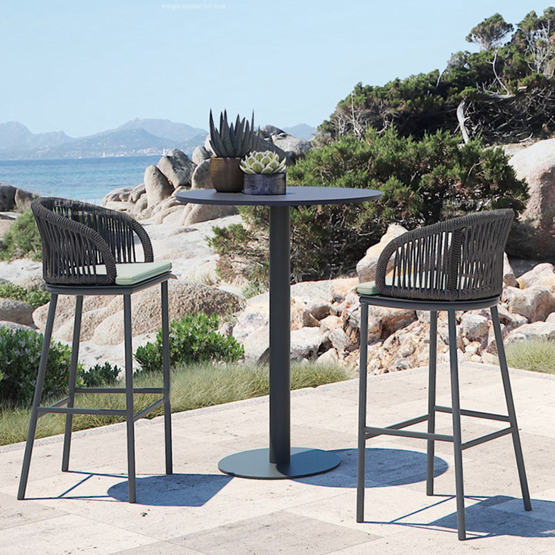 Conjunto de mesa de bar para jardín, patio o terraza, ideal para villas, verandas, cafeterías, resistente al agua y con protección solar, incluye sillas de bar.