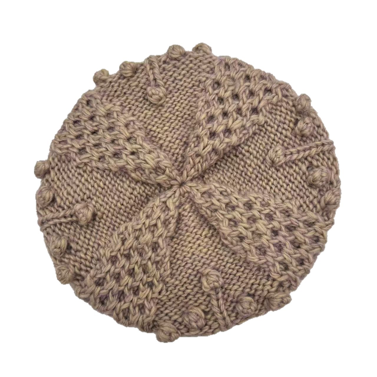 Women's Winter Wool Crochet Beret Handmade Knitted Painter Hat_voghion.com