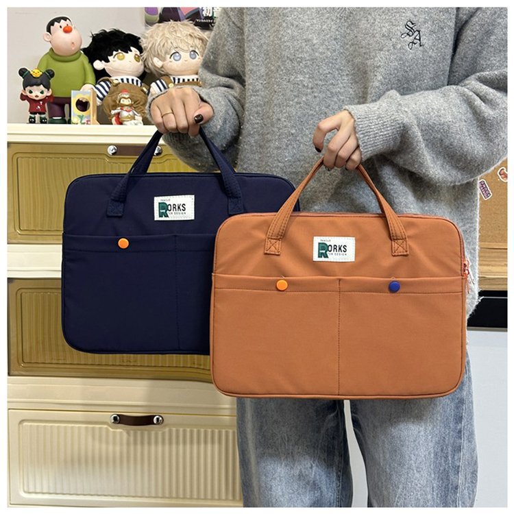 Cross-Border High-Quality Solid-Color Laptop Bag for Women, 14inch 11inch Storage Tablet Bags